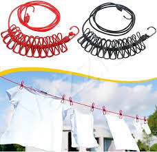 Portable Elastic Travel Clothesline – Adjustable 12-Clip Retractable Laundry Rope
