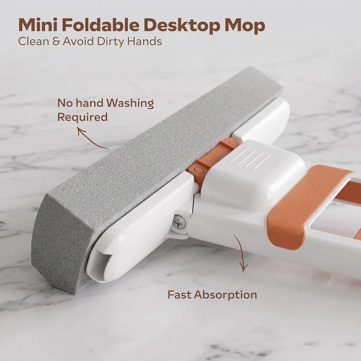 **Mini Foldable Self-Squeeze Desktop Mop – Wet & Dry Cleaning