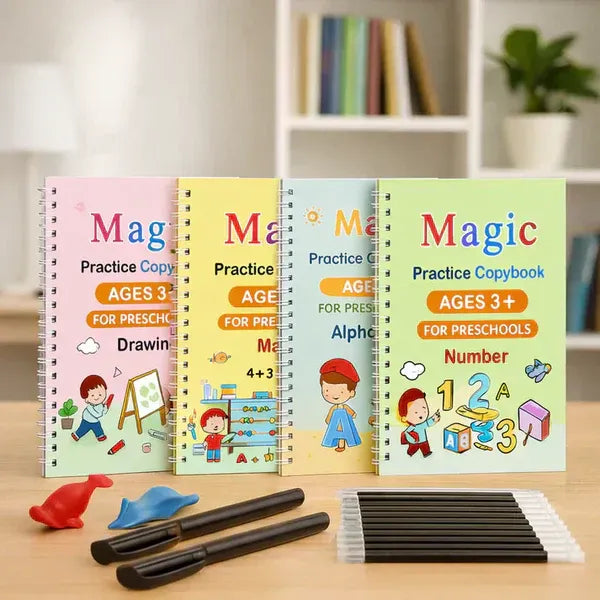 Magic Practice Copybook (4 BOOKS,1 PEN,1 GRIP,10 REFILL) – 60% OFF Today!