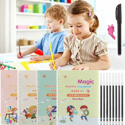 Magic Practice Copybook (4 BOOKS,1 PEN,1 GRIP,10 REFILL) – 60% OFF Today!