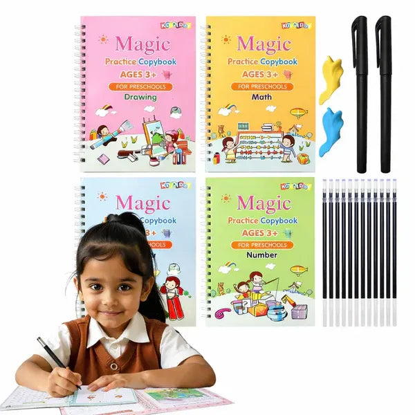 Magic Practice Copybook (4 BOOKS,1 PEN,1 GRIP,10 REFILL) – 60% OFF Today!