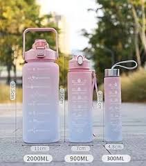 3-Piece Motivational Water Bottle Set – Leakproof BPA-Free Jugs with Time Markers