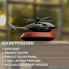 Solar-Powered Rotating Helicopter Car Air Freshener – Zinc Alloy Dashboard Decor