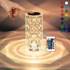 16-Color Rose Diamond Crystal Table Lamp – USB Rechargeable Touch & Remote Control