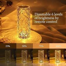16-Color Rose Diamond Crystal Table Lamp – USB Rechargeable Touch & Remote Control