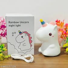 Silicone Unicorn LED Night Light – Squishy Touch-Sensitive RGB Bedside Lamp